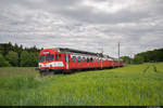 CJ RBDe 566 I 221 mit ABt 921 als Regio zwischen Porrentruy und Bonfol. Aufgenommen am 09.05.2020