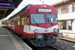 Ein weiterer kurzer Stopp und Richtungswechsel mit dem RBDe 566 I 222 gab es am 27.4.24 im Bahnhof Hasle-Rüegsau.