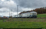 Verein Pendelzug Mirage BDe 4/4 201 und ABt 202 mit dem A 801 des Vereins Extrazug.ch am 22. Oktober 2017 auf dem Weg nach Langnau bei Vielbringen.