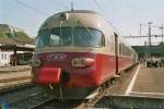 Vierstrom-TEE-Zug RAe 1053 (SIG/MFO 1961) von SBB-Historic in Winterthur, Juli 2005.