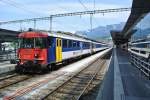 RBe 540 056-9 an der Spitze des 8-teiligen Doppel RBe Pendels als Ersatz IC 10769 (planmssig ICN) in Chur, 13.07.2013.