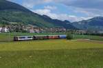 OeBB/SBB Historic: Die Oensingen Balsthal Bahn ausserhalb ihren heimischen Geleisen. Sonderzug mit OeBB RBe540 ex SBB, 3 Wagen OeBB und der SBB Historic Ed 2x2/2 196 (Mallet-Lokomotive) auf der Fahrt ins Seeland. Die Aufnahme ist am 17. Mai 2014 bei Niederbipp entstanden.
Foto: Walter Ruetsch 