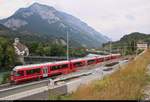 ABe 4/16 3101  Meta von Salis  (Stadler ALLEGRA) der Rhätischen Bahn (RhB) als RE 1755 von Chur (CH) nach Ilanz (CH) befährt die Alte Hinterrheinbrücke beim Bahnhof Reichenau-Tamins