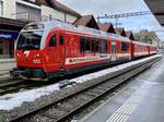 Der CJ Be 4/4  652  Le Machaon  mit  B 752 und ABt 712 am 29.1.21 im Bahnhof Saingelégier.