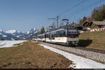 Am 02.04.2021 ist MOB Be 4/4 9202 unterwegs als PE von Montreux nach Zweisimmen und konnte hier bei Saanenmöser aufgenommen werden.