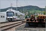 Der AVA ABe 4/8 erreicht als S14 nach Aarau den Bahnhof von Gontenschwil.