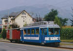 Bex-Villars-Bretaye BVB/TPC.
GÜTER-STRASSENBAHNEN
Dresdner Verkehrsbetriebe DVB - CarGoTram.
Verkehrsbetriebe Zürich VBZ - Cargo- und E-Tram.
Strassenbahn Bex-Bévieux BVB - Der Salztransport.
Im Gegensatz zur DVB und VBZ wurden bei der BVB die Güterwagen den Planzügen mitgegeben.
Salz-Zug mit dem Be 2/3 16 und dem K 111 bei Bex unterwegs im Juli 1993.
Foto: Walter Ruetsch  