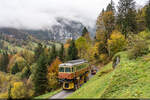 BLM BDe 4/4 21 / Lauterbrunnen, 23. Oktober 2024<br>
Abtransport der alten Triebwagen der BLM mit dem Spezialfahrzeug Castor und Pollux. Die BDe 4/4 haben bei der Kohlebahn Meuselwitz eine neue Heimat gefunden.