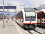 161 015 steht auf Gleis 2 des Bahnhof von Meiringen am 25.