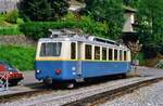 Schweizer Zahnradbahn Montreux-Glion, ET 206 der Reihe Bhe 2/4 abgestellt auf den Gleisen der Ausweichstation Glion, 19.05.1986