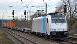Crossrail AG, Muttenz [CH] mit der Railpool  186 531-0  [NVR-Nummer: 91 80 6186 531-0 D-Rpool] und schwach ausgelastetem Containerzug Richtung Polen am 17.12.19 Bf. Saarmund.