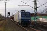 145-CL 204 (145 100-4) Alpha Trains fr Crossrail AG mit einem leeren Autotransportzug in Rathenow und fuhr zum Wustermarker Gbf weiter.