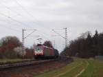 Am 15.3.14 war die 185 594 zusammen mit einer Schwesterlok auf der Rheinbahn unterwegs.