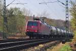 145-CL 014 (Crossrail) , am 28.3.2014 mit einem Ganzzug Uacns Staubgutwagen von EVS auf der KBS 485 aus Aachen kommend, bei Rimburg Übach-Palenberg