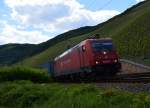 Crossrail 185 595-6 an der Bopparder Hamm gen Koblenz fahrend.