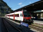 SBB /RegionAlps -Steuerwagen ABt 50 85 39-43 951-5 an der Spitze eines Regio im Bahnhof von St.Maurice am 23.06.2012