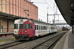 Ehemaliger TPF-Pendelzug bestehend aus RBDe 4/4 171 und ABt 383 im Dienste von Stadler Rail in St.