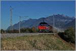 Die SBB Cargo Eem 923 023-6 mit einem Güterzug Richtung Wallis kurz nach Bex.