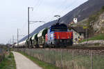 SEELINIE IM SEELAND.
Impressionen der einspurigen Strecke bei Ligerz vom 31. März 2017.
Eem 923 006-6 im Streckendienst mit Güterzug.
Foto: Walter Ruetsch