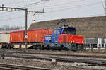 Eem 923 014-5 durchfährt den Bahnhof Pratteln. Die Aufnahme stammt vom 07.02.2017.