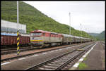 Am Nachmittag des 14.5.2019 gab es eine zweite Güterzugfahrt nach Lubenik. Mit der Bardotka 751126-4 und einer Schiebelok am Ende des Zuges erwischte ich die Garnitur kurz vor der Abfahrt im Bahnhof Plesivec.