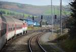 754 033-9 ∙ Taucherbrille mit Fernzug R 1931 „Bodva“ verlsst den Bahnhof Krivň auf die Strecke SR 160: Zvolen os.