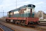 Die Rangierlok 771-075 ZSSKC, dienstlich auch in Grenzgterverkehr zwischen Devnska Nov Ves/Theben-Neudorf und Marchegg (BB); 22.01.2012