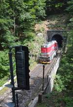 742 605-9 TSS auf der Gebirgsbahn Banská Bystrica/Neusohl – Diviaky, zwischen Mittel- und Nordwestslowakei; 31.07.2015 