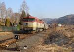 751 173 ZSSK Cargo (Rabbit Rail) zu sehen am 25.03.22 mit einem leeren Holzzug in Kraslice předměstí.