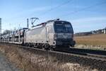 383 205-2 ist mit einem Autozug in Richtung Fulda unterwegs,gesehen am 19.02.2025 bei Kerzell.