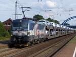 ZSSK Cargo 383 206 mit Autozug nach Emden in Salzbergen, 18.08.2022