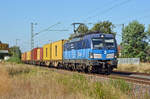 383 011 der CD Cargo schleppte am 20.09.24 einen Containerzug durch Jütrichau Richtung Roßlau.