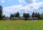 Nachbildung eines Panzerzuges für einen Film in einem Park in der Nähe der Station Zvolen Osobna Stanica. Zvolen, 14.6.2023