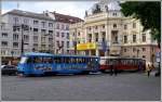 Zwei Tatra Trams vor dem slowakischen Nationaltheater in Bratislava. (31.05.2014)