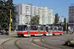Slowakei / Straßenbahn Košice: Tatra KT8D5 - Wagennummer 534 ...aufgenommen an der zentralen Haltestelle  Námestie osloboditel`ov  im Juni 2014.