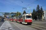 Slowakei / Straßenbahn Košice: Tatra T3 - Wagennummer 390 / Tatra T3 - Wagennummer 391 ...aufgenommen an der zentralen Haltestelle  Námestie osloboditel`ov  im Juni 2014.