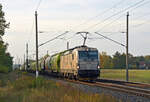 383 211 der Budamar führte am Abend des 20.10.24 einen Silozug durch Wittenberg-Labetz Richtung Falkenberg(E).