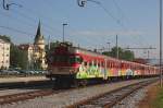 Total verschmiert präsentiert sich hier VT 814036 am 25.5.2011 im Bahnhof Celje.