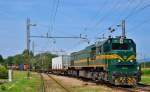 S 664-104 zieht Gterzug durch Pragersko Richtung Hodo. /24.7.2012