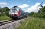 Nachschuss von 814 121-5 als LP 4210 (Sežana - Nova Gorica - Jesenice), kurz nach dem Bahnhof Bahnhof Bled Jezero.
Aufgenommen am 26.5.2016.