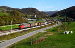 Es ist ein Güterzug mit einer 363er Lok (363 030) auf der Südbahn kurz nach Laško in Richtung Zidani Most.