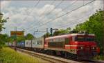 SŽ 363-038 zieht Containerzug durch Maribor-Tabor Richtung Norden. /26.5.2014