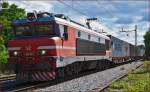 SŽ 363-021 zieht Containerzug durch Maribor-Tabor Richtung Norden. /31.7.2015