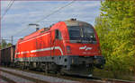 SŽ 514-110 zieht Güterzug durch Maribor-Tabor Richtung Norden.