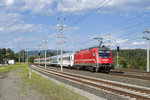 Am 9. Juli 2016 ist 541-021 mit EC 213  Mimara (Framkfurt/Main Hbf - Villach Hbf - Zagreb glavni kolodvor) unterwegs und durchfährt soeben den Bahnhof Rosenbach. 