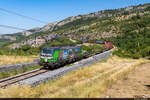 Am 14.08.2021 ist SETG 193 839 unterwegs mit einem halbleeren Containerzug in Richtung Koper und konnte hier bei Zanigrad, Slowenien aufgenommen werden.