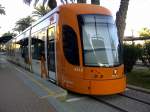 Bombardier Flexity Outlook im sdspanichsen Alicante am 18.02.2012 an der Endhaltestelle am Playa del Postiguet.