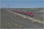 In der trockenen flachen Landschaft zwischen Zaragoza und Lleida bei Bujaraloz wurde ich fündig und konnte einen IRYO ETR 400 fotografieren: In Spanien sind die ETR 400 / ETR 1000 als Serie 109