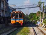 NKF 1205 (Produced at Nippon Sharyo, Ltd.) Passing Khlong Ton Sai, suburban train number 4344 Mahachai-Wongwian Yai-Mahachai (February 7, 2024)