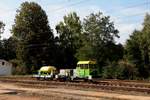 Im Bf Jindřichův Hradec steht am 19.09.2018 ein Sprengzug mit MUV 69.2 938 und wartet auf weitere Einsätze.